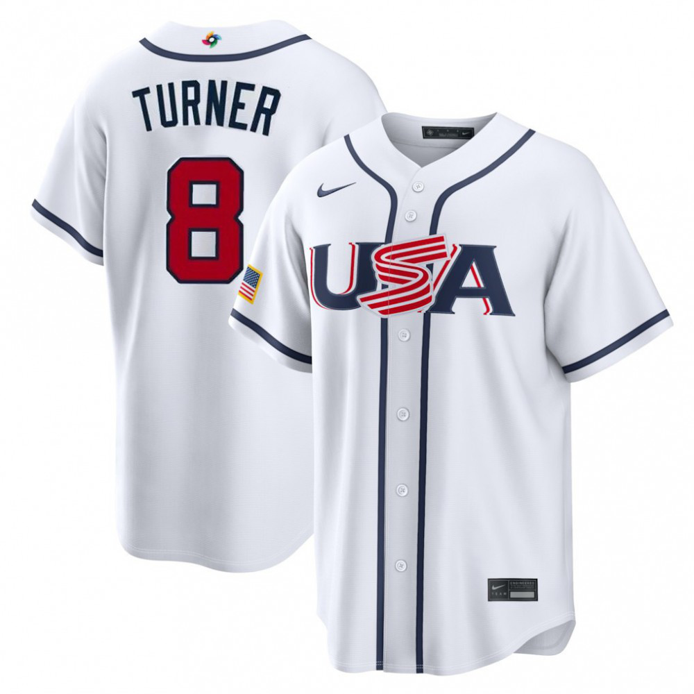 Trea Turner USA Baseball 2026 World Baseball Classic Home Stadium Jersey - White-Pro Kit Vault | Brand New 26/27 Sports Jerseys